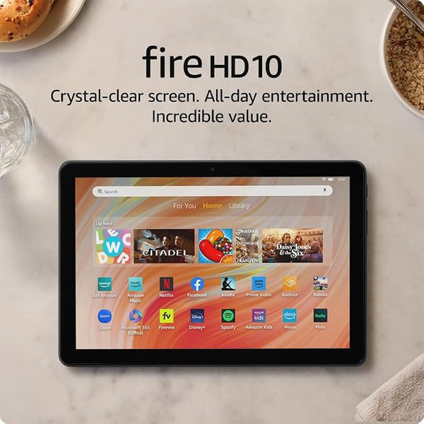 Amazon Fire HD 10 tablet, built for relaxation, 10.1" vibrant Full HD screen, octa-core processor, 4 GB RAM, 32 GB, Black