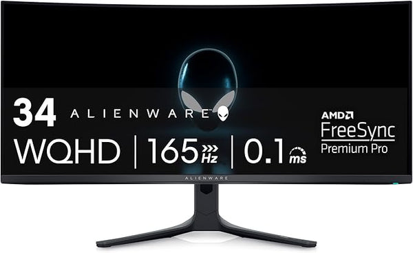 Alienware AW3423DWF Curved QD-OLED Gaming Monitor - 34-inch Quantum Dot, 0.1Ms 165Hz 21:9, 99.3% DCI-P3 Color Gamut, VESA DisplayHDR, 400, AMD FreeSync Premium Pro - Black