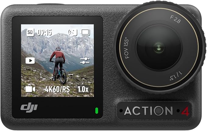 DJI Osmo Action 4 Standard Combo, Waterproof Action Camera Vlogging Camera | 1/1.3" Sensor, 4K/120fps Video, Stunning Low-Light Imaging, 10-bit & D-Log M Color Performance, Long-Lasting 160 Mins