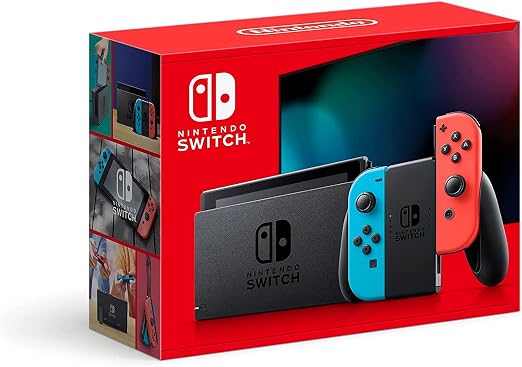 Nintendo Switch with Neon Blue and Neon Red Joy-Con - Handheld Gaming Console | Neon and neon Joy-Con